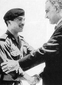Egyptian president, Gamal Abdel Nasser with King Hussein Ibin Talal of Jordan on the eve of the Six Day War.